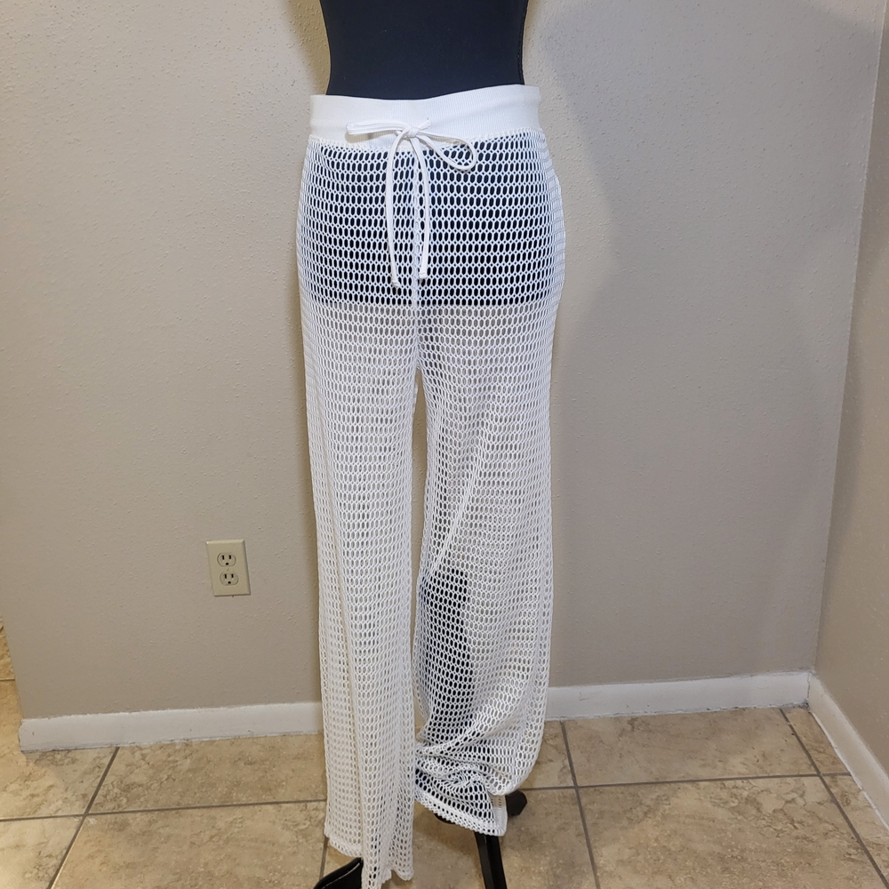 Shade & Shore White Crochet Beach Pants